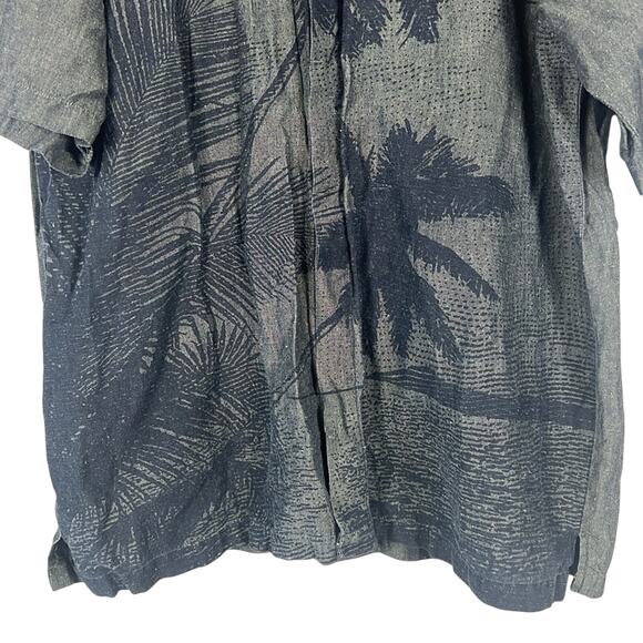 Vintage Culture Button Down Shirt Mens 2X Black Gray Palm Tree Cotton Linen Y2K - Picture 3 of 5